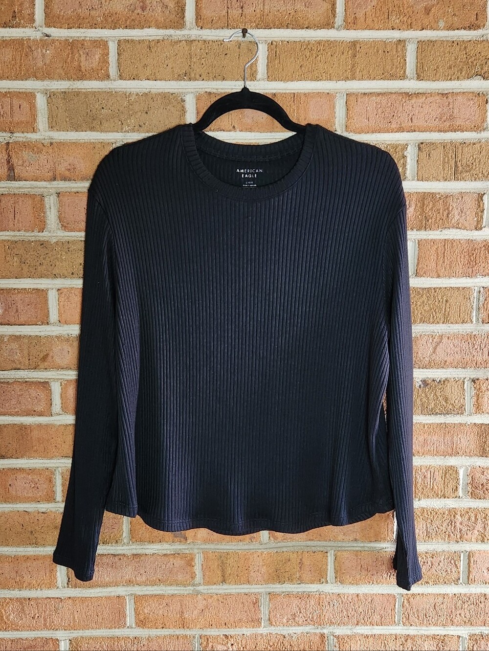 America Eagle Outfitters-Long-Sleeved Waffle/Pub Ribbex Crew-Neck Tee PTP 23-24